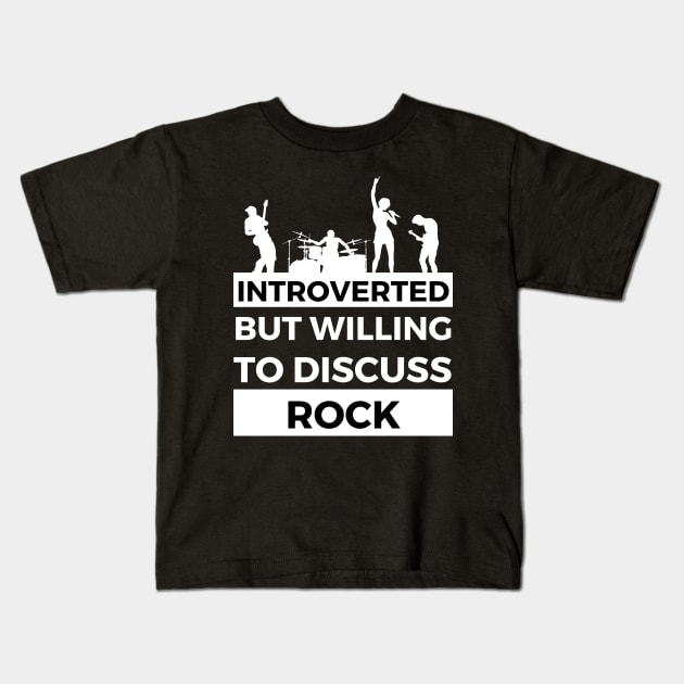 Introverted But Willing To Discuss Rock Musik- Band Text Design Kids T-Shirt by Double E Design